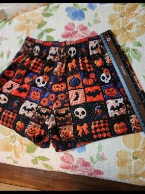 Halloween Patchwork Print Shorts - Orange & Black RTB BRAND /XS